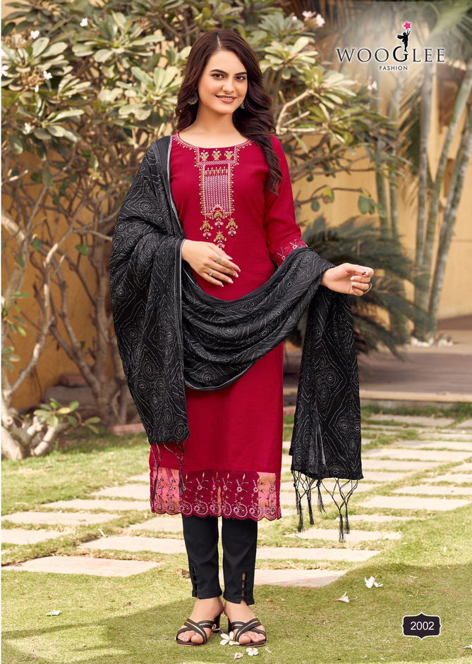 Sagaai By Wooglee Viscose Embroidery Kurti With Bottom Dupatta Wholesale Market In Surat